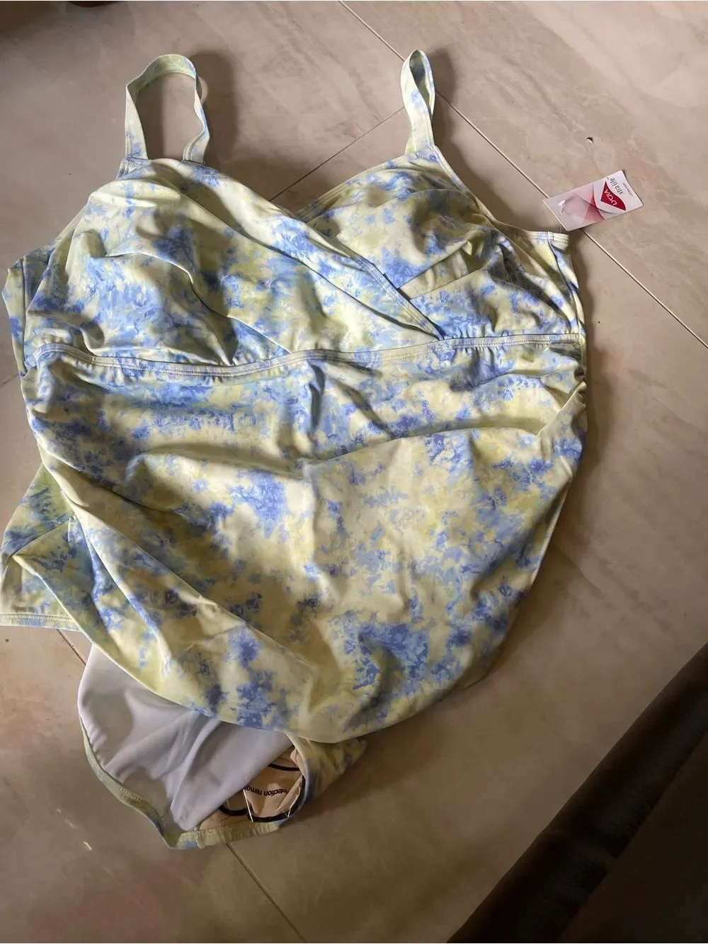 Yellow and Blue One-Piece Swimsuit